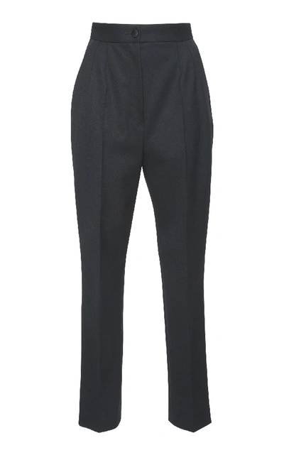 Dolce & Gabbana Cropped Wool-blend Crepe Slim-leg Pants In Black