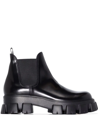 Prada Monolith Leather Chelsea Boots - Men's - Leather/rubber In Black