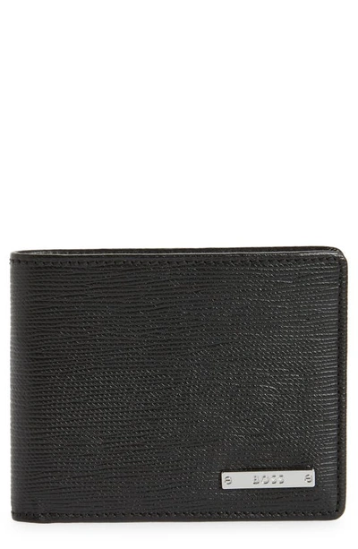 Hugo Boss Gallery 6 Card Leather Bifold Wallet In Black