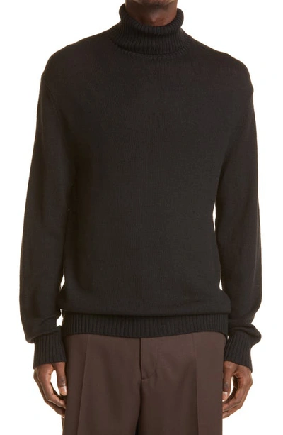 Jil Sander Wool Turtleneck Sweater In Black
