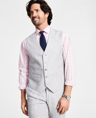 Tommy Hilfiger Men's Modern-fit Wool Th-flex Stretch Suit Suit Vest In Light Grey