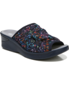 Bzees Smile Ii Wedge Slide Sandal In Navy Floral Fabric