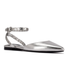 Nine West Brez 3 Womens Faux Leather Pebbled Ankle Strap In Silver