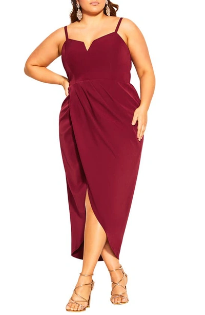 City Chic Trendy Plus Size Sassy V-neck Dress In Red