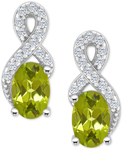 Macy's Rhodolite Garnet (1-1/8 Ct. T.w.) & White Topaz (1/6 Ct. T.w.) Looped Drop Earrings In Sterling Silv In Peridot