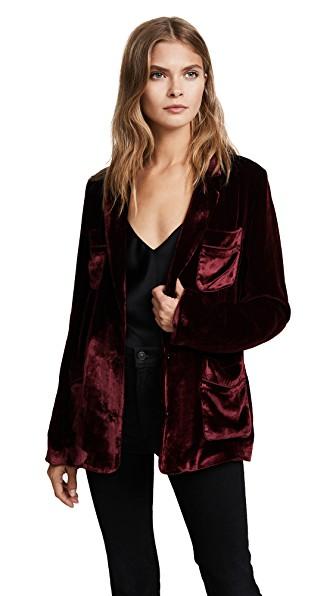 Jenni Kayne Velvet Shirt Jacket In Wine | ModeSens