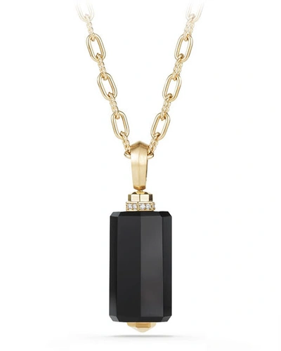 David Yurman Barrels Pendant Necklace With Diamonds & Black Onyx In 18k Gold In Black/gold
