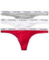 Calvin Klein Carousel Cotton Thong 3-pack Qd3587 In Empower/grey/white