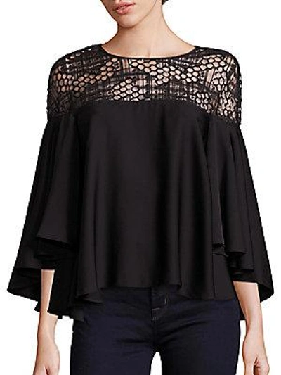 Milly Angie Geometric Sequin Silk Blend Top In Black