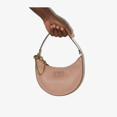 Valentino Garavani Neutral Vlogo Signature Mini Leather Shoulder Bag In Pink