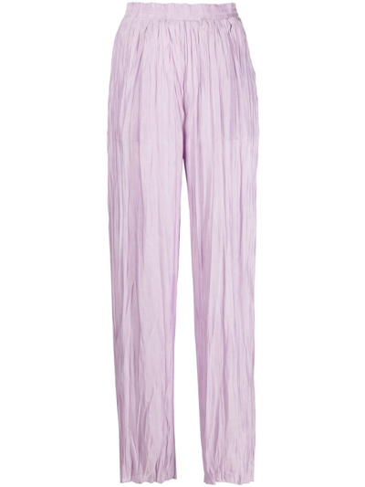 Roberto Collina High-waist Crinkle Trousers In Pink & Purple
