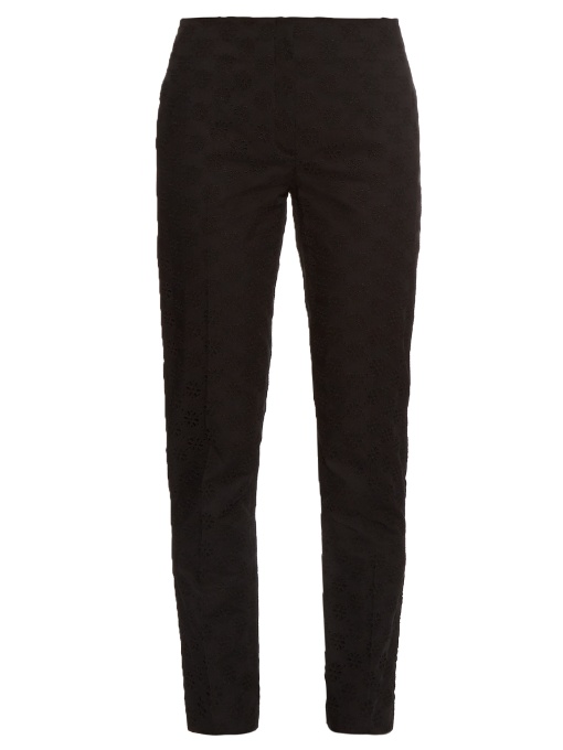 Nina Ricci Broderie-anglaise Tapered-leg Trousers In Black | ModeSens