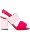 Givenchy Pink Paris 90 Fur Block Heel Sandals
