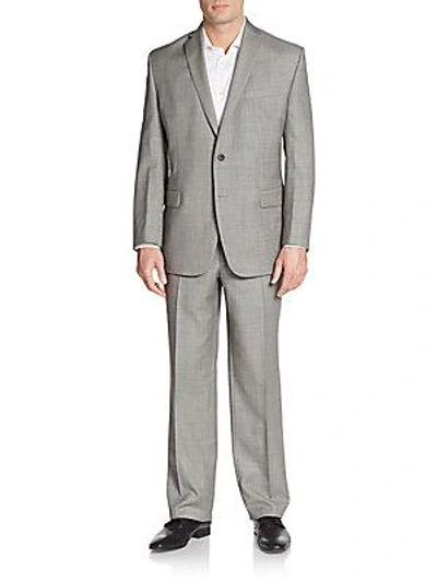 Vince Camuto Modern-fit Melange Wool Suit In Medium Grey