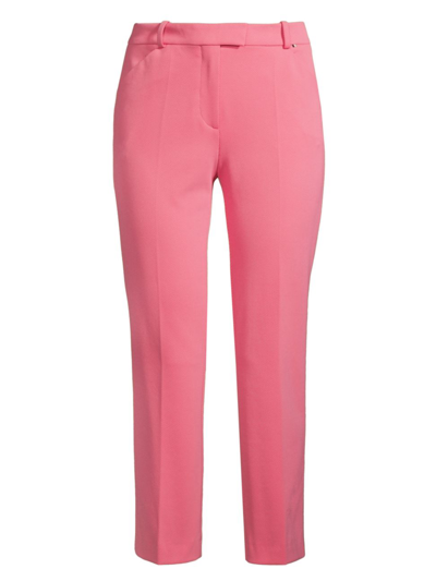 Hugo Boss Slim-fit Cropped Trousers In Structured Stretch Fabric In Pink