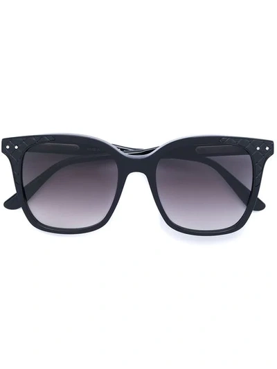 Bottega Veneta Oversized Quilted Detail Sunglasses In 001