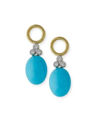 Jude Frances Provence Turquoise Cabochon Briolette Earring Charms With Diamonds In Gold