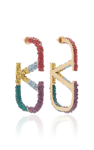 Valentino Garavani Crystal-embellished Maxi Vlogo Earrings In Multi