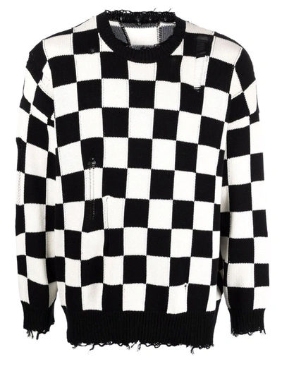 R13 Oversized Distressed Checked Cotton Sweater In Schwarz ModeSens