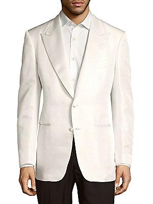 Tom Ford Cotton Notch Lapel Blazer In Cream | ModeSens