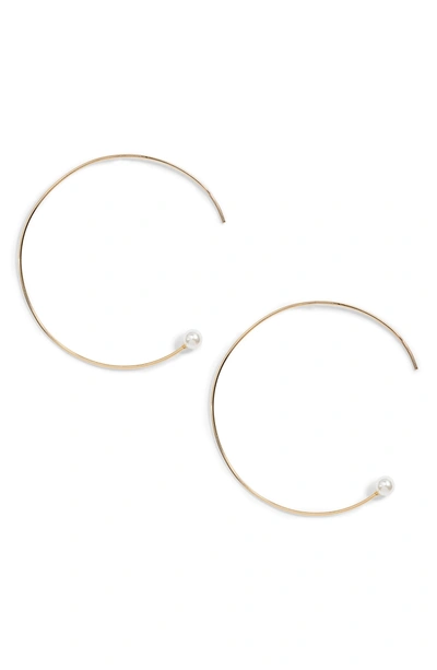 Jules Smith Yoshi Imitation Pearl Hoop Earrings In Gold/ Pearl