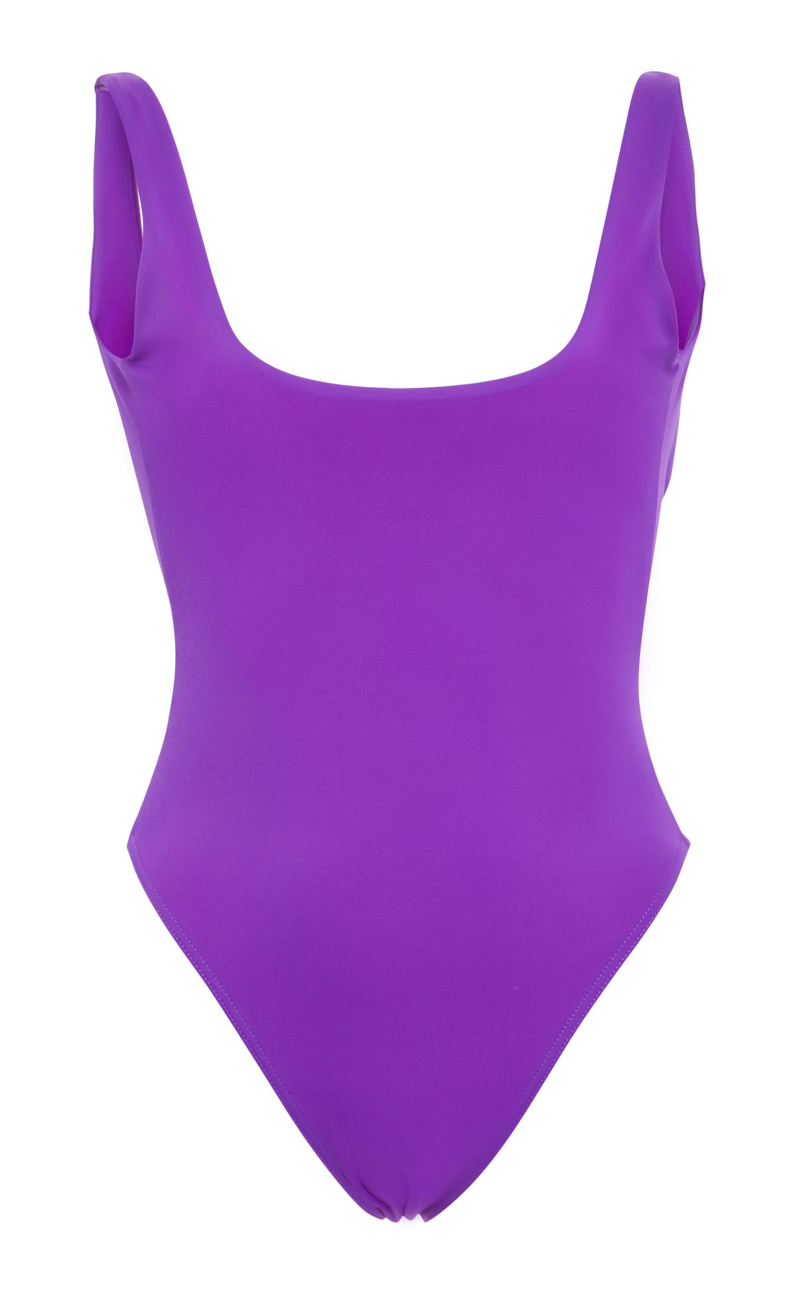 purple versace swimsuit
