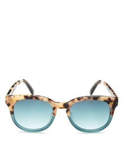 Toms Dodoma Round Sunglasses, 51mm In Cream Tortoise Teal Fade/turquoise Gradient