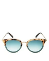 Toms Rey Round Sunglasses, 49mm In Cream Tortoise Teal Fade/turquoise Gradient