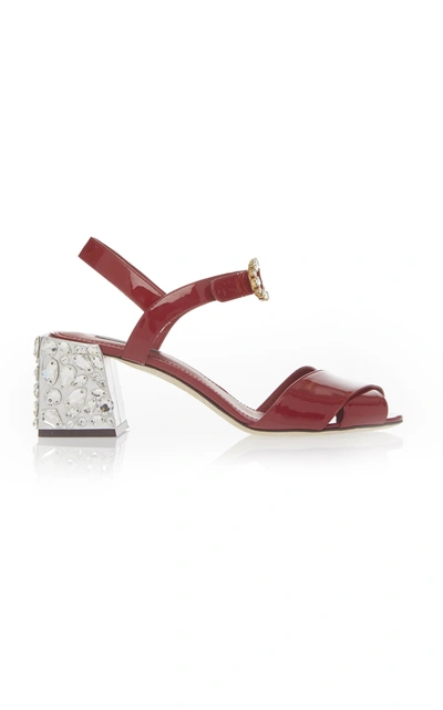 Dolce & Gabbana Patent Leather Sandal With Embroidery In Red
