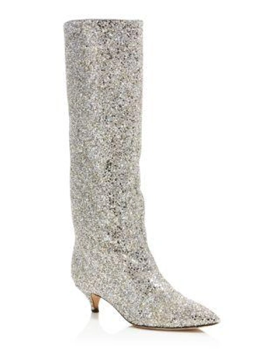 Kate Spade Olina Glitter Knee High Boot In Silver/gold