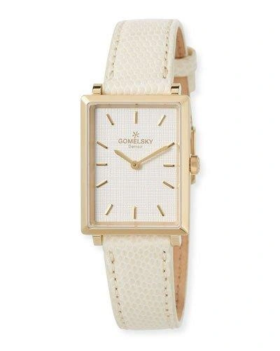 Gomelsky By Shinola The Shirley 32mm Watch With Ivory Lizard Strap In Gold