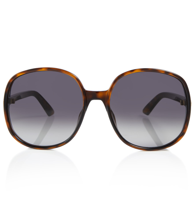Dior D-doll R1u Round Sunglasses In 棕色