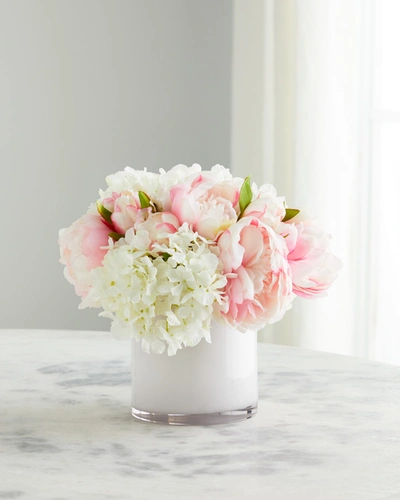 Exclusive Peony Pave 10" Faux Florals In Glass Vase