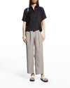 Eileen Fisher Petite Washed Organic Linen Delave Ankle Pants In Beige
