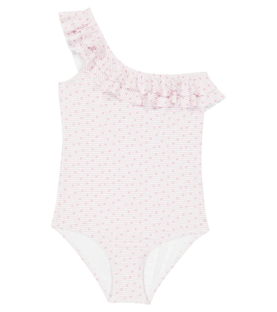 Melissa Odabash Kids' Baby Keira One-shoulder Swimsuit In Pink Stars