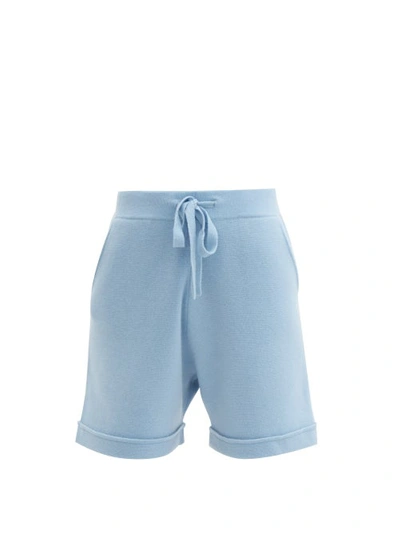 Allude Drawstring Cashmere Shorts In Light Blue