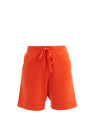 Allude Drawstring Cashmere Shorts In Orange