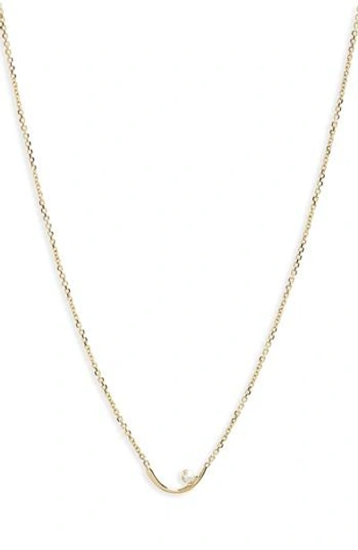 Wwake Arc Lineage Necklace In 14k Gold Chain/ White Diamond