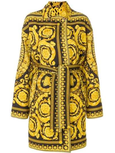 Versace Reversible Twill Trench Coat In Print