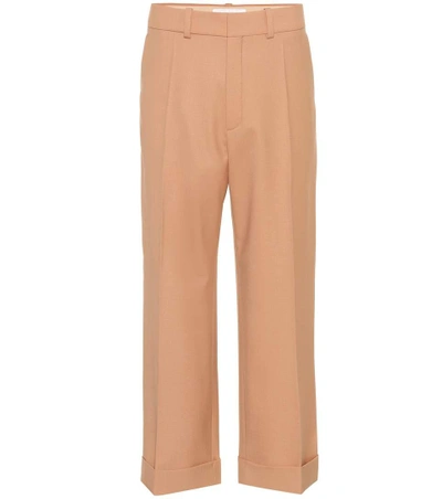 Chloé Cropped Wool Trousers In Pink