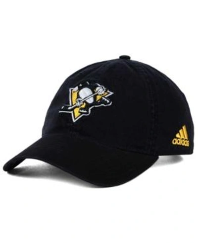 Adidas Originals Adidas Pittsburgh Penguins Core Slouch Cap In Black