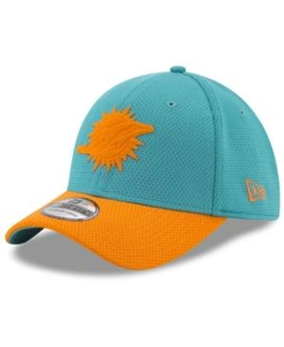 New Era Miami Dolphins Logo Surge 39thirty Cap In Aqua/orange