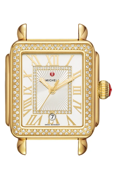 Michele Deco Madison Bracelet Watch With Diamonds In 18k Gold Plate