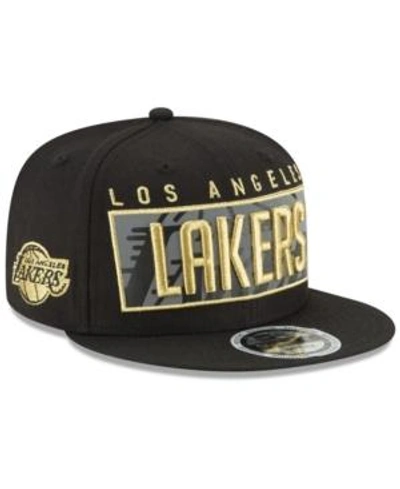 New Era Los Angeles Lakers Golden Reflective 9fifty Snapback Cap In Black/metallic Gold/reflective Silver