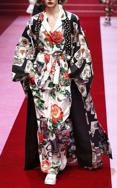 Dolce & Gabbana Card Motif Robe In Print