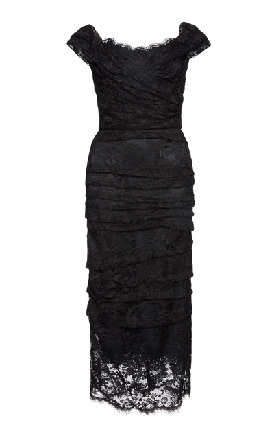 Dolce & Gabbana Off The Shoulder Lace Dress In Black