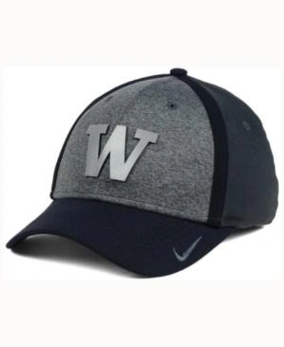 Nike Washington Huskies Heather Stretch Fit Cap In Anthracite/reflective Silver