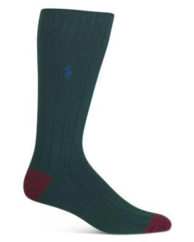 Polo Ralph Lauren Color Block Casual Rib Socks In Highland Green