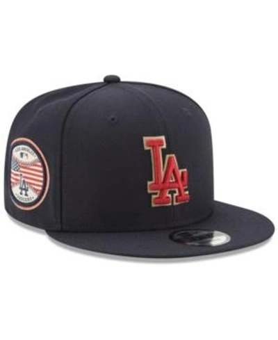 New Era Los Angeles Dodgers Full Americana Patch 9fifty Snapback Cap In Navy