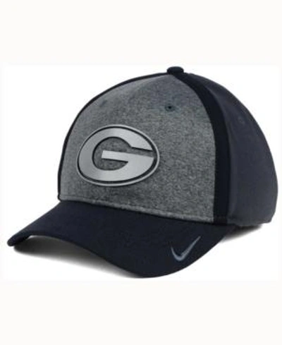 Nike Georgia Bulldogs Heather Stretch Fit Cap In Anthracite/reflective Silver